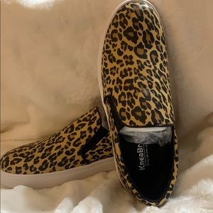 Leopard print slide on shoes